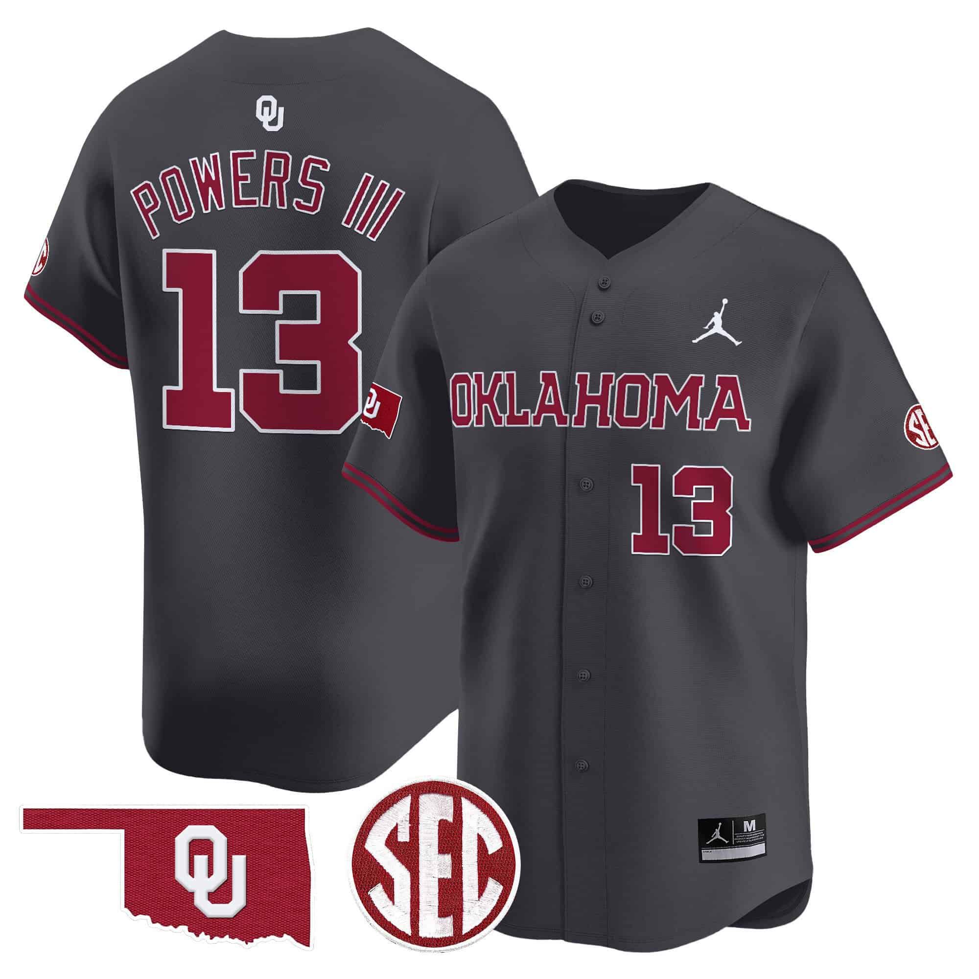 Men Oklahoma Sooners #13 Powers iii Grey 2024 Vapor Premier Limited NCAA Jersey